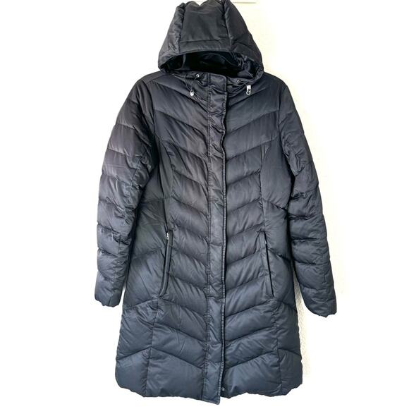 Eddie Bauer Black Goose Down Longline Puffer Jacket Size Small - Picture 1 of 9